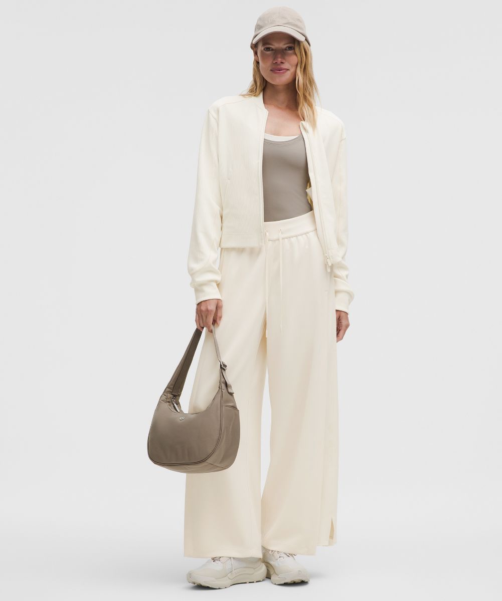 コントラストリブ Softstreme ハイライズワイドレッグパンツ | パンツ