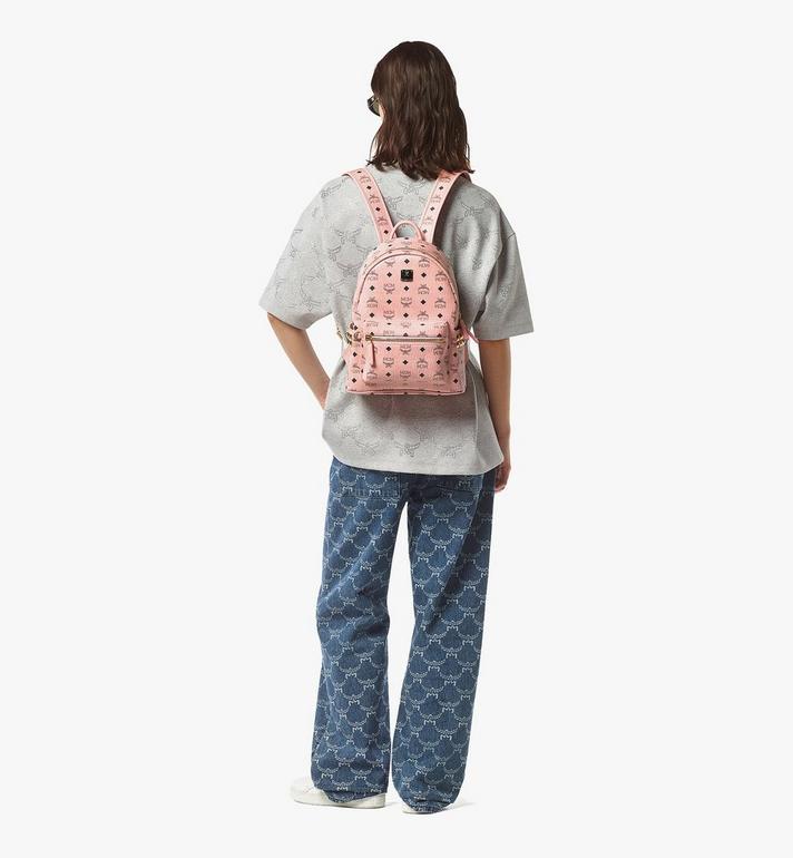 Small Stark Side Studs Backpack in Visetos Pink | MCM ®US