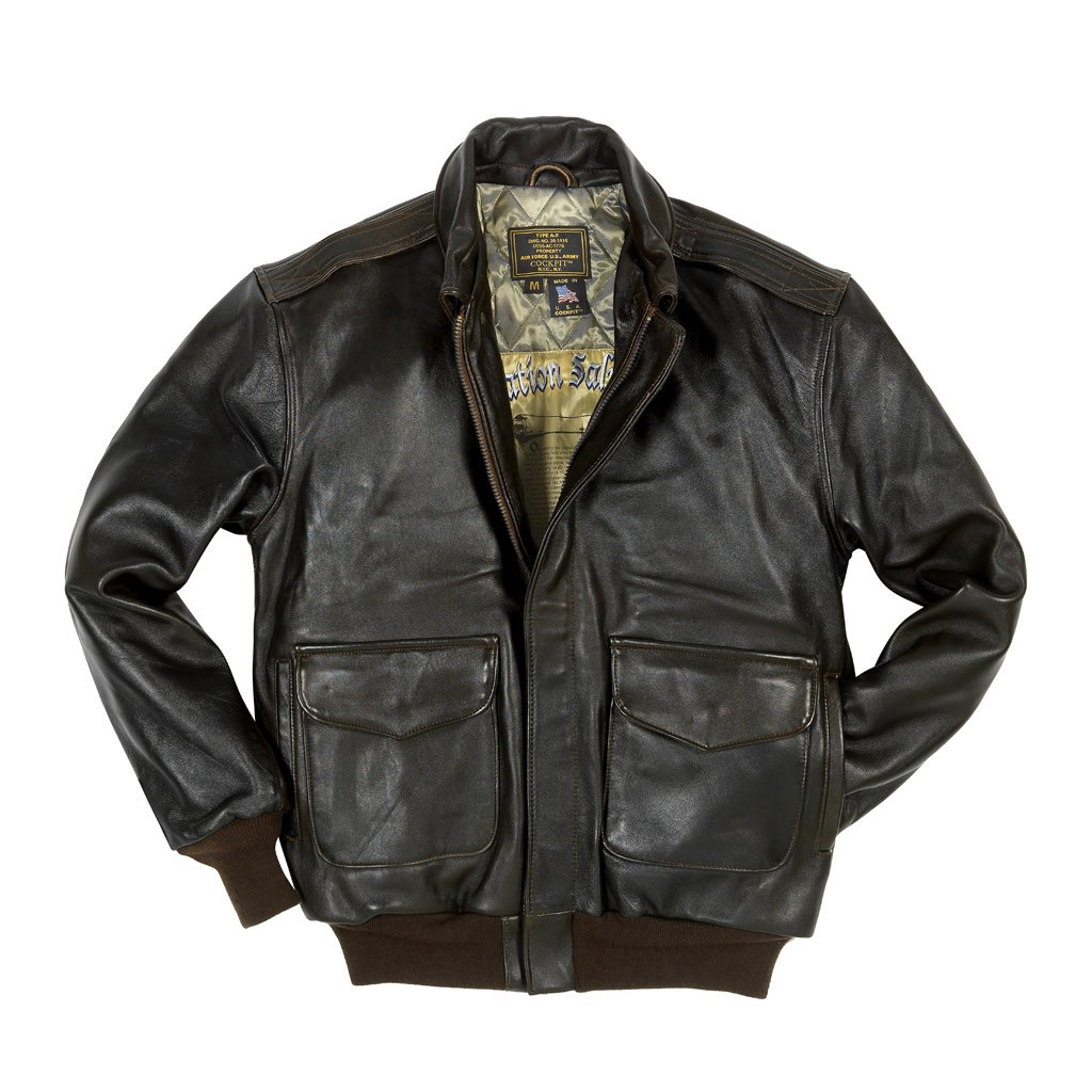 Cockpit USA Antique Lambskin A-2 Leather Jacket (Dark Brown