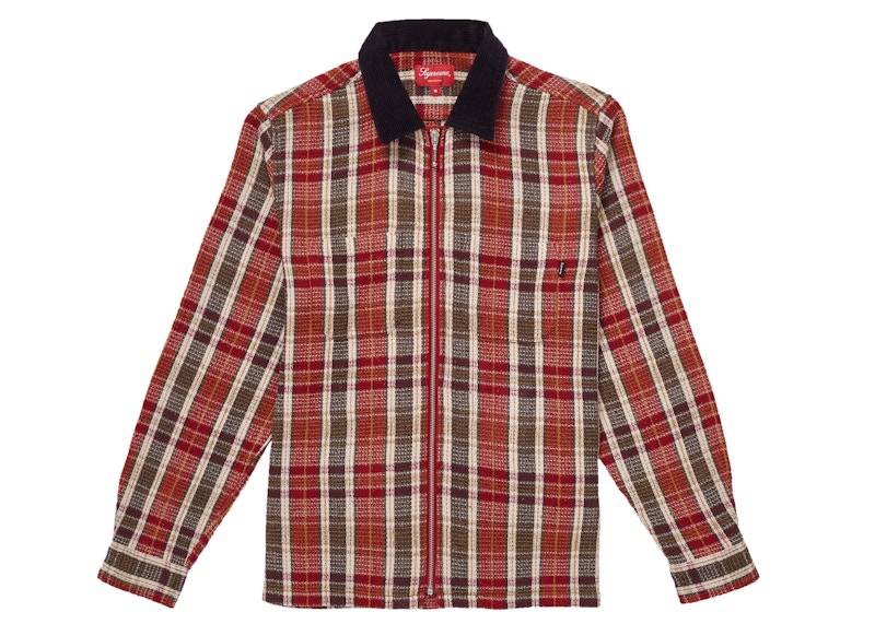 Buy Supreme Plaid Thermal Zip Up Shirt Dusty Red - Novelship