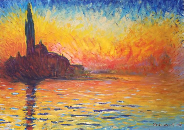 CLAUDE MONET Sunset in Venice - original copy Painting by ŁUkasz