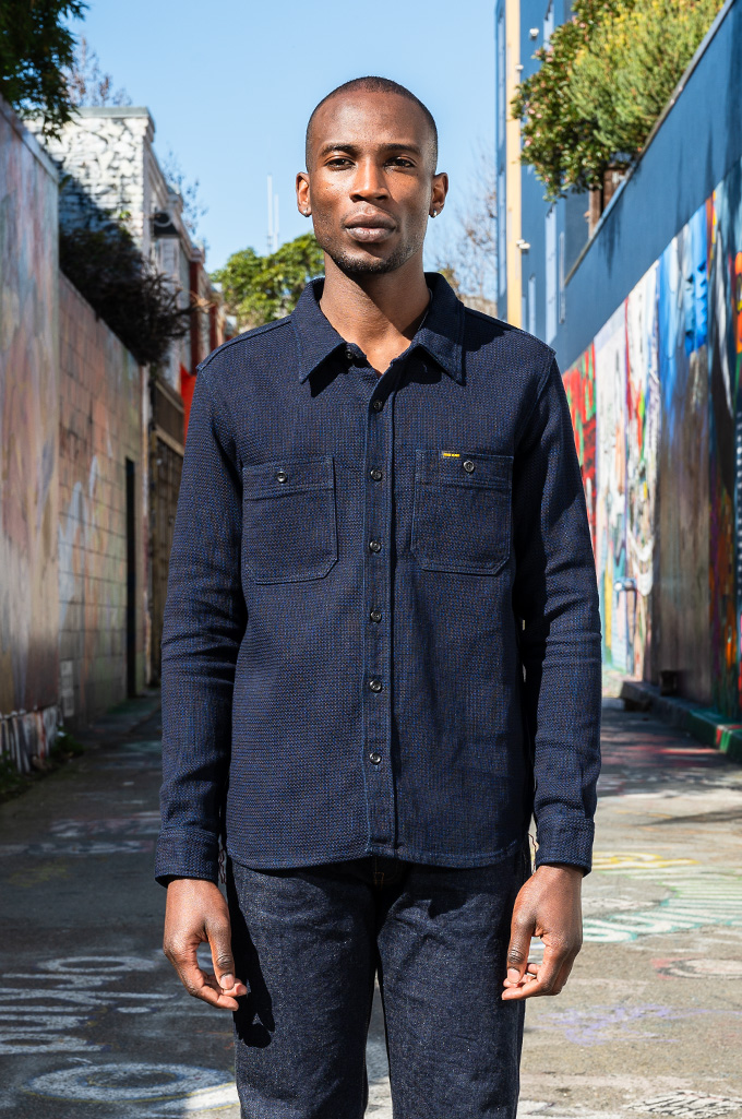 Iron Heart Dobby Cloth Workshirt - IHSH-380-IND - 12oz Indigo w