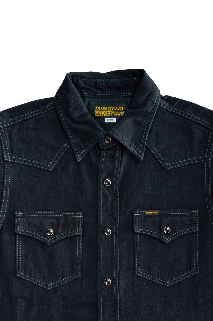 Iron Heart 10oz Western Shirt - IHSH-321-OD - Indigo Overdyed Black