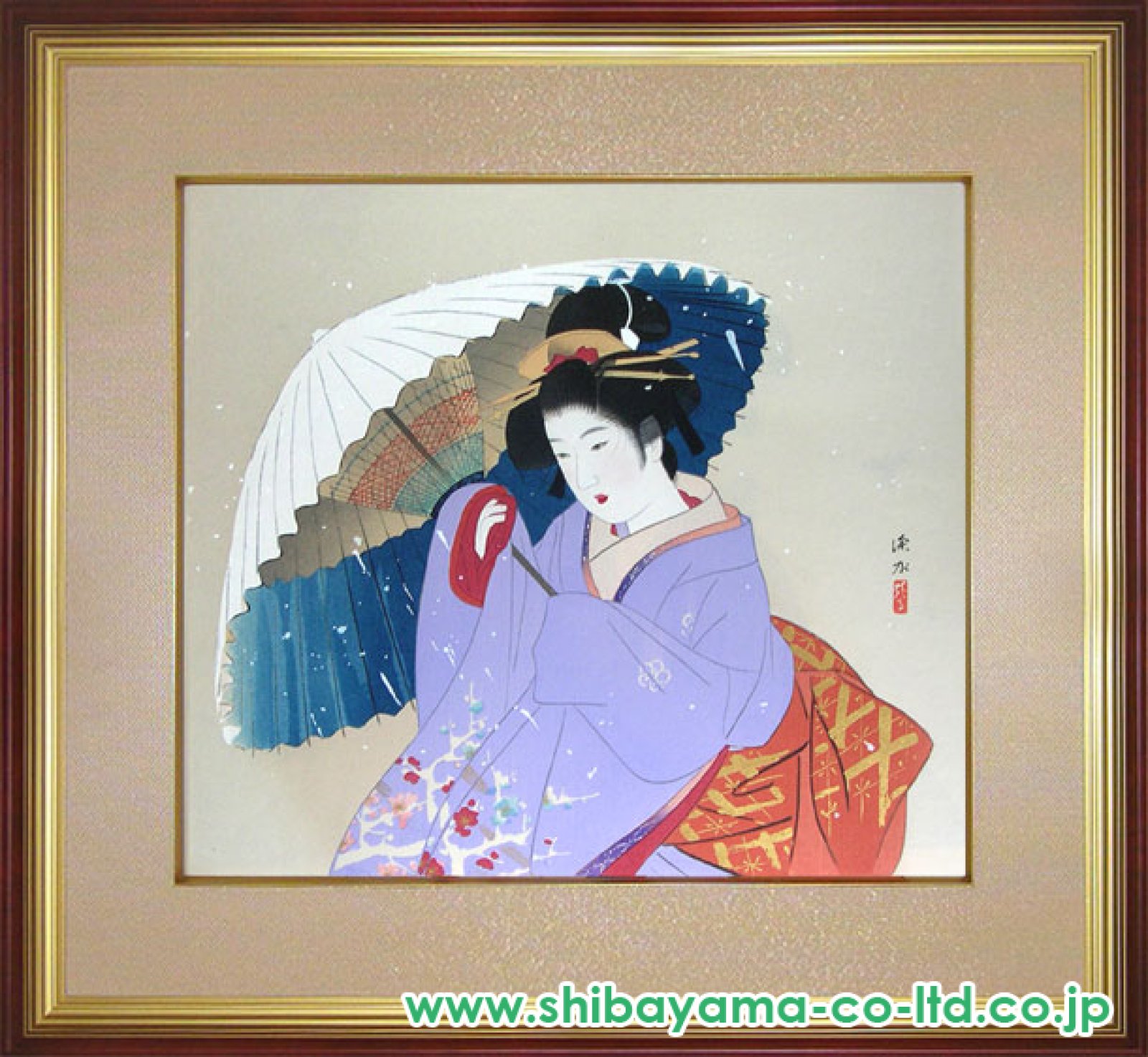 伊東深水「吹雪」木版画 :: 絵画買取・販売 - シバヤマ