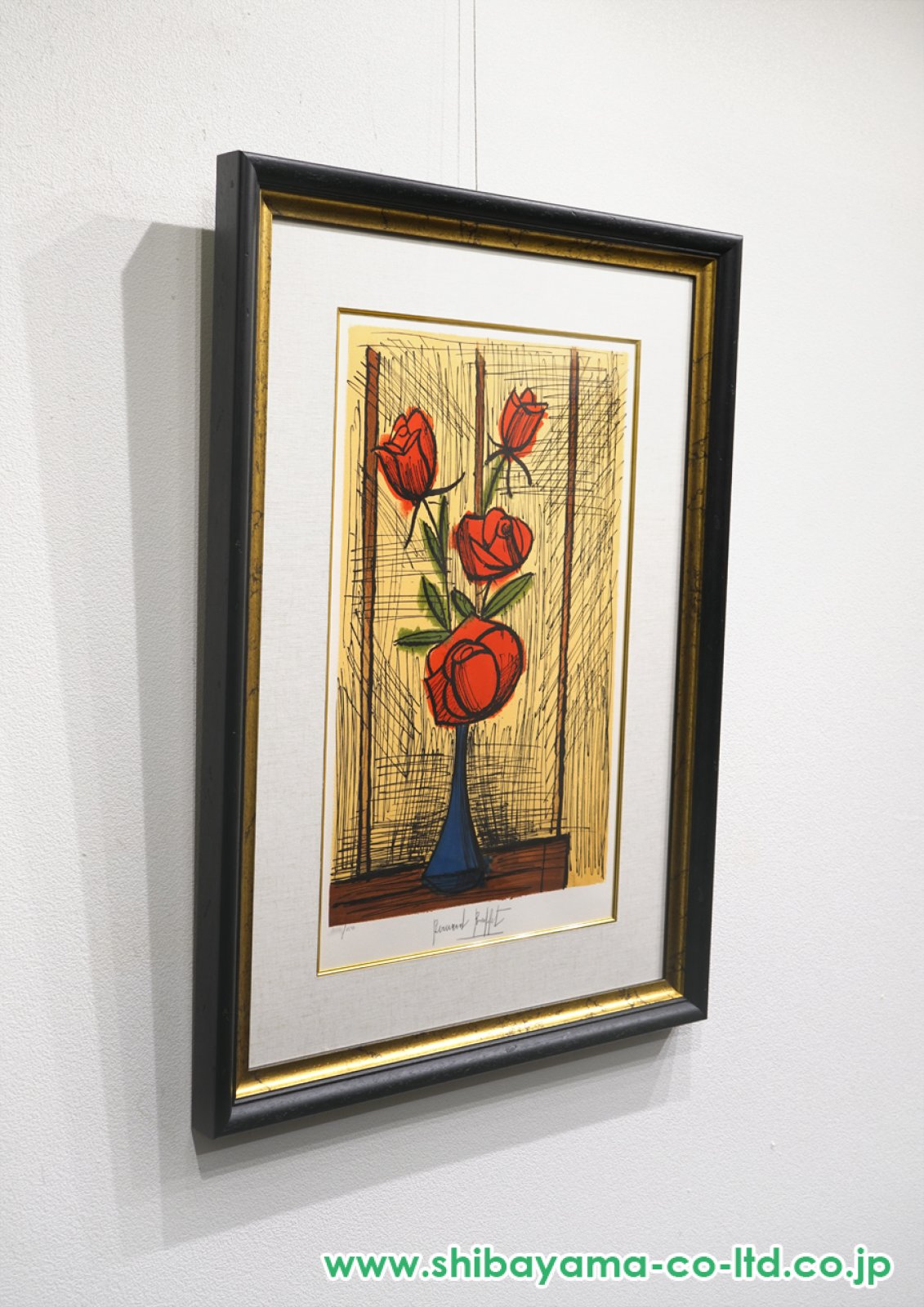 ベルナール・ビュッフェ「ベルローズ (4本の赤い薔薇)」リトグラフ