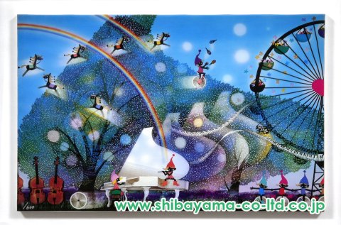 藤城清治「風の中の白いピアノ」ジークレー・オン・キャンバス :: 絵画