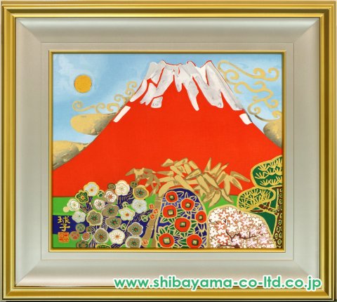 片岡球子「富士」木版画＋本金泥 :: 絵画買取・販売 - シバヤマ