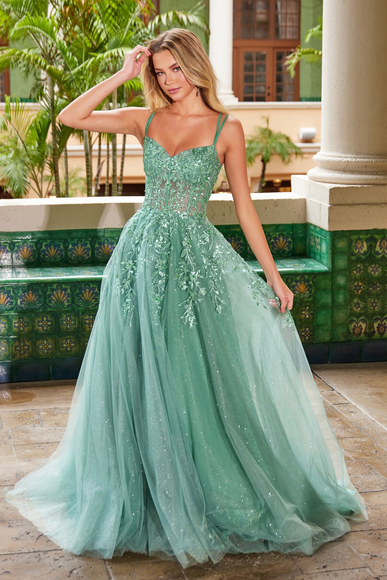 Jovani - 59762 Iridescent Sequin Evening Gown Teal — La Jolie MLN
