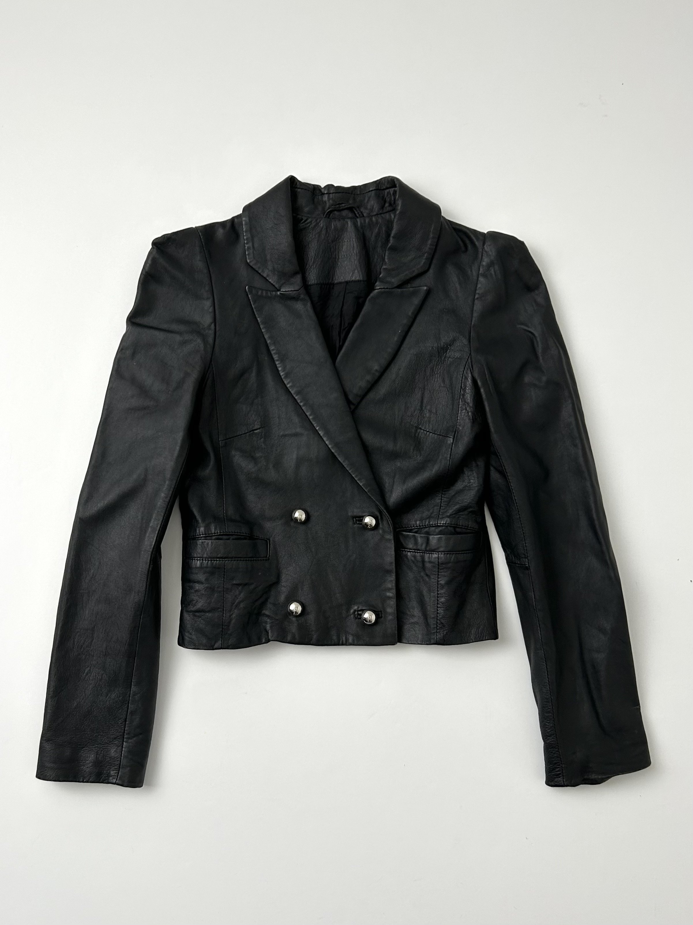 Y2K cropped black leather jacket — frank's beach vintage