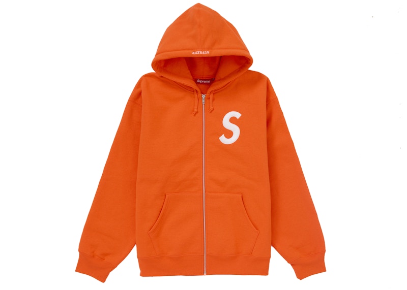 Supreme S Logo Zip Up Hooded Sweatshirt (FW24) Bright Orange Men's