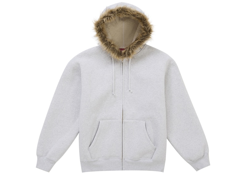 Supreme Faux Fur Zip Up Hooded Sweatshirt Heather Grey 男装- FW25 - CN