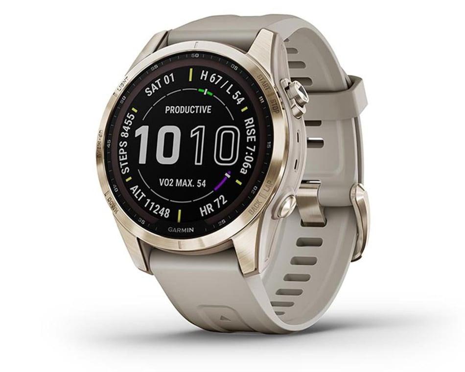 Garmin Fenix 7S Sapphire Solar GPS Smartwatch (Cream Gold Ti +