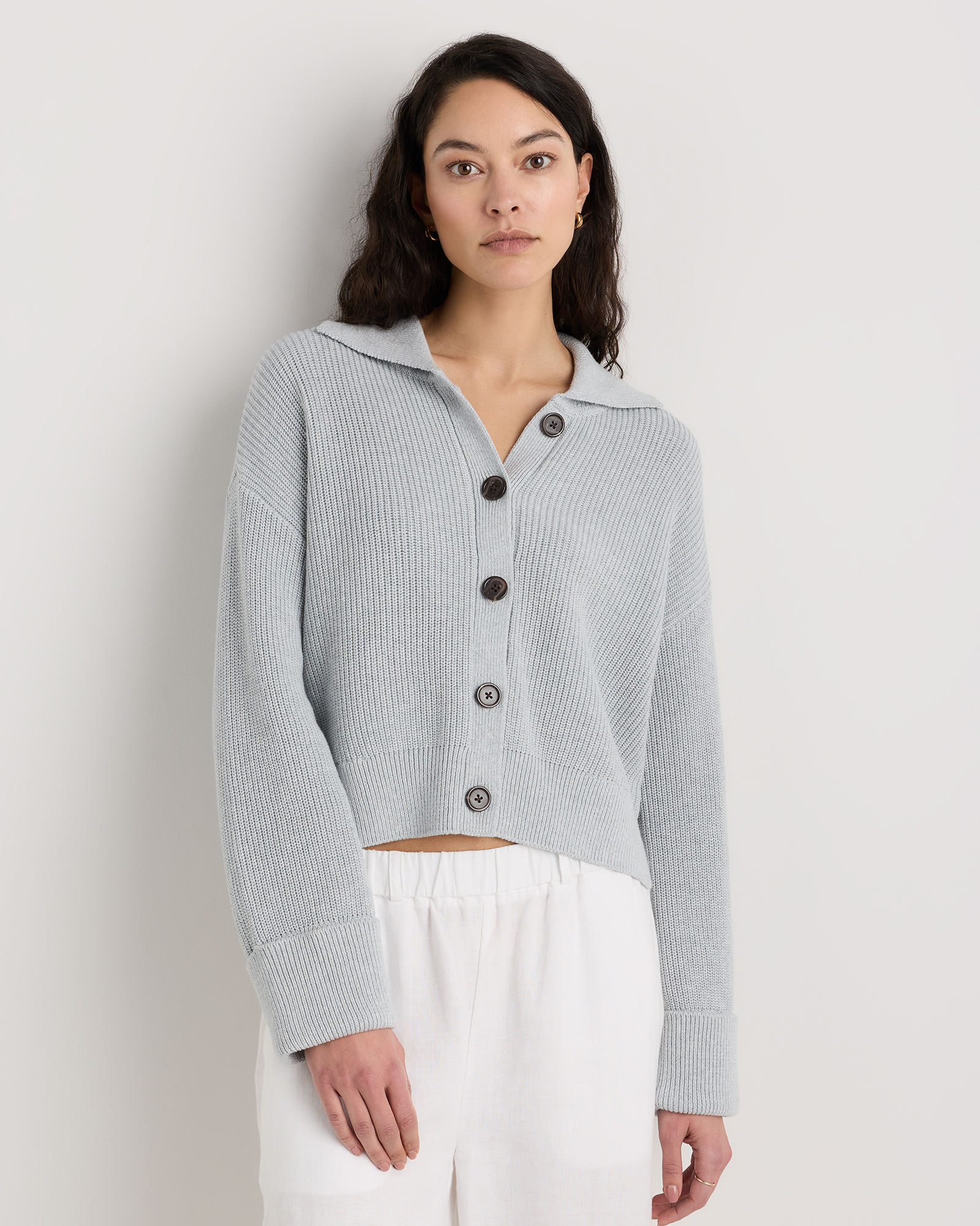 100% Organic Cotton Fisherman Collared Cardigan