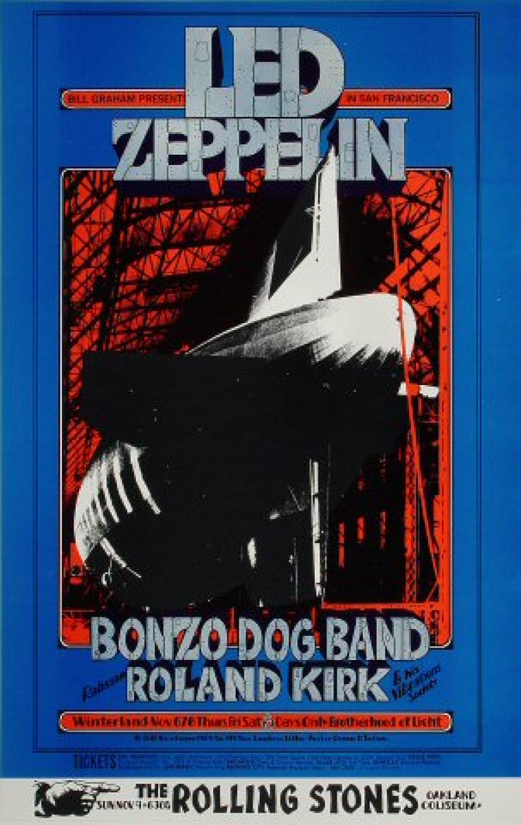 Led Zeppelin Vintage Concert Poster from Winterland, Nov 6, 1969