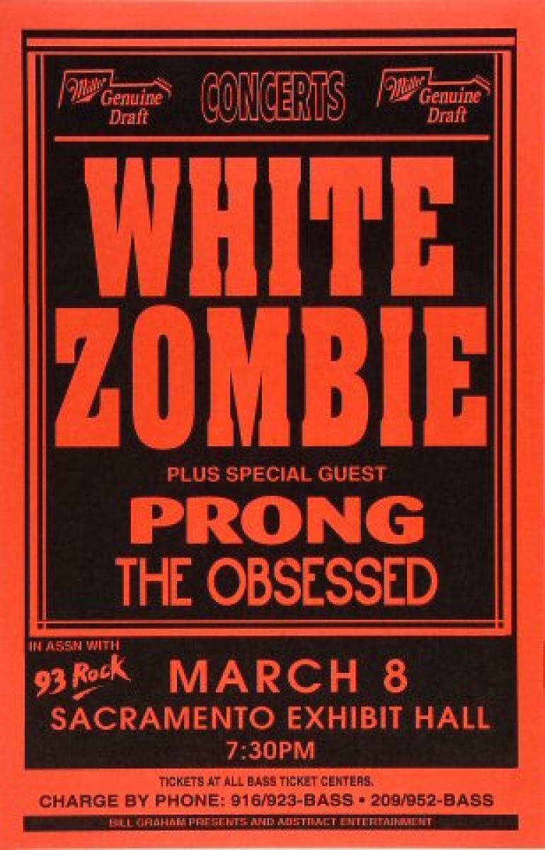White Zombie Vintage Concert Poster from Sacramento Exhibition