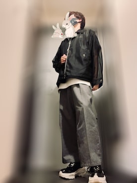 ダブルジップ シアーシャツブルゾンを使った人気ファッション