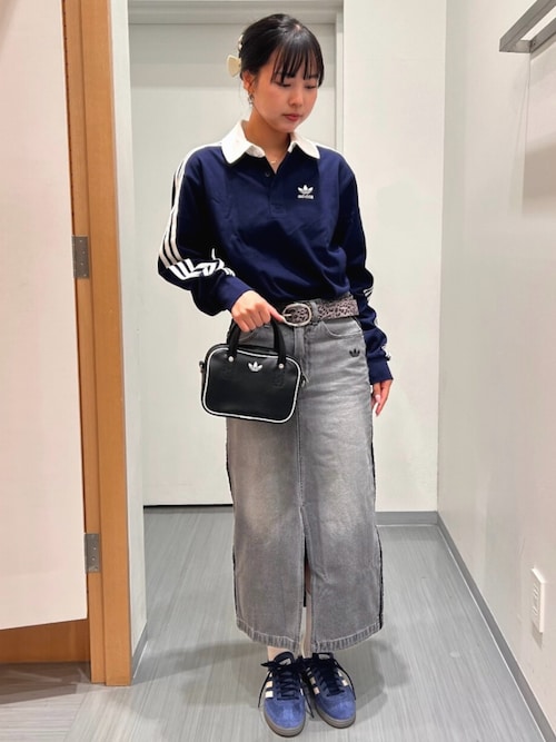 アディカラー スリーストライプス デニム ペンシルスカート