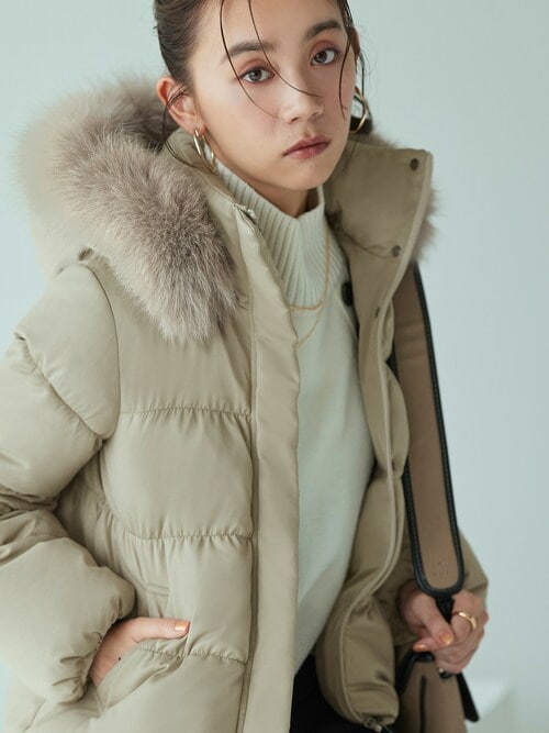 セール】フォックスファーシャーリングダウンジャケット ｜ レディース