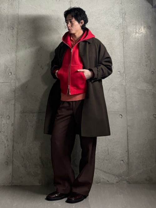 セール】ワイドフィット フリース ステンカラーコート（ステンカラー