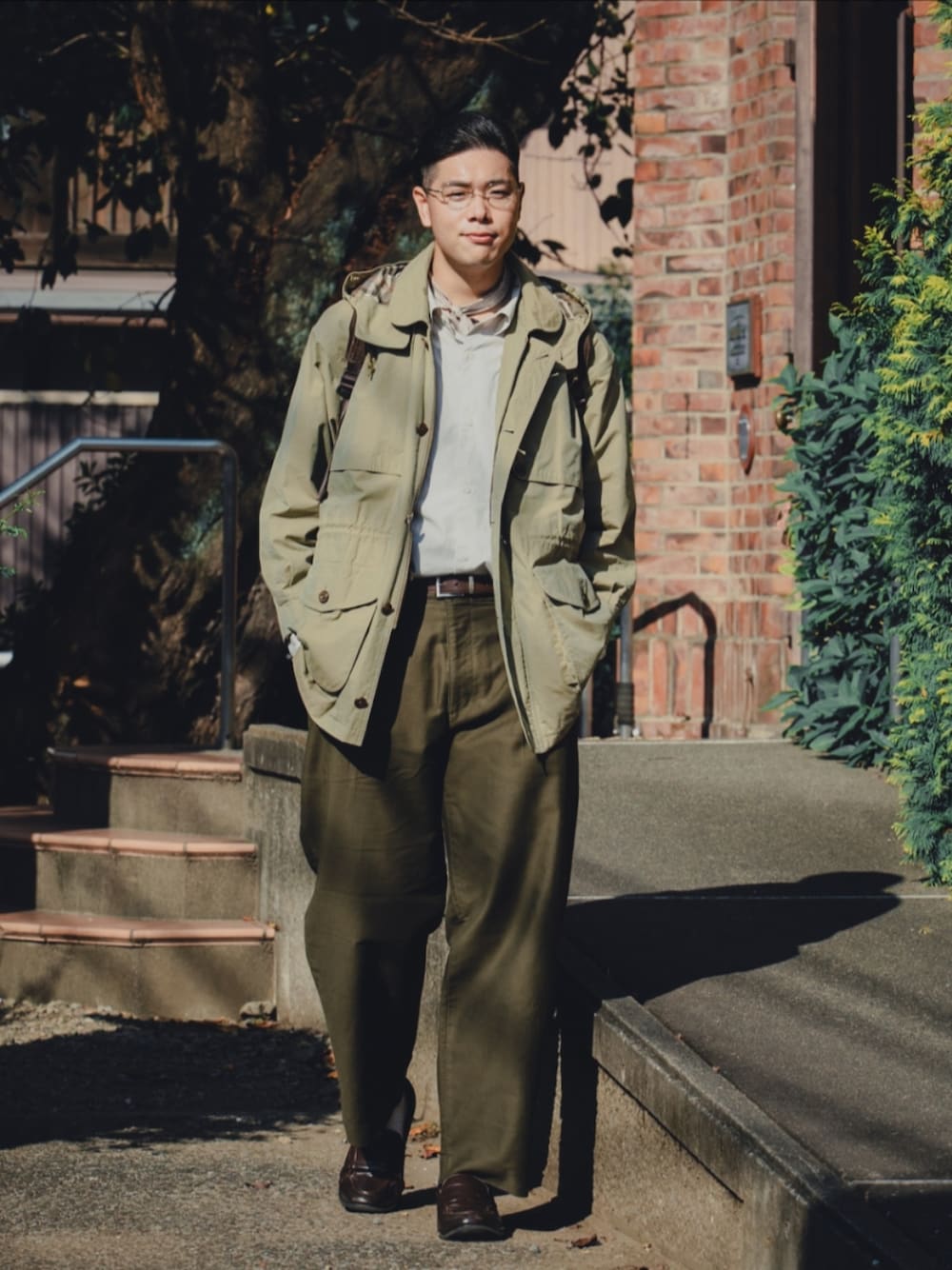 BURBERRYのミリタリージャケットを使った人気ファッション