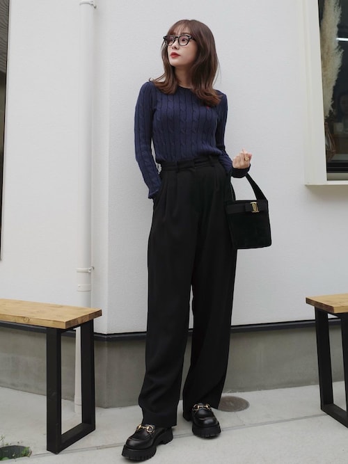 ケーブルニット コットン クルーネック セーター（ニット/セーター