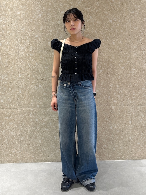 CROSS WAIST WIDE STRAIGHT/クロスウエストワイドストレートデニム