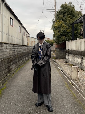 モードオーバー ハイネックトレンチコートを使った人気ファッション