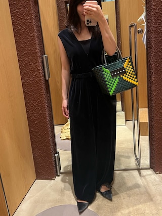 6（ロク）の「＜6(ROKU)＞ベロア Vネック オールインワン（つなぎ