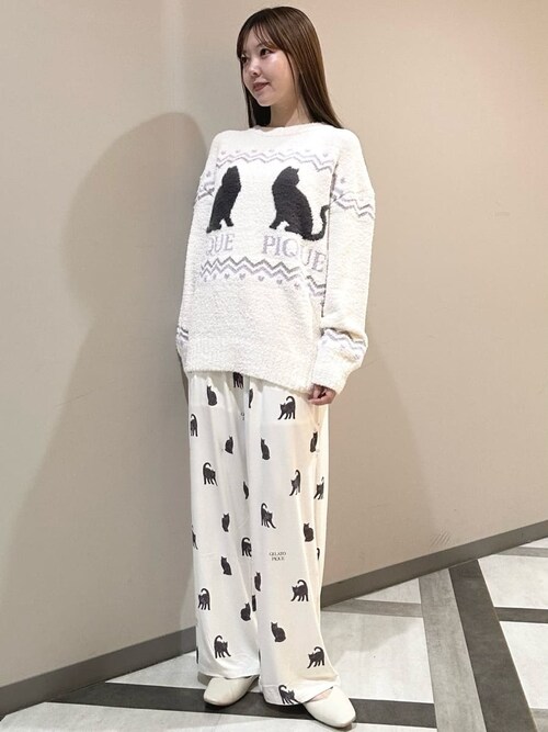 セール】CAT総柄ロングパンツ（ルームウェア/パジャマ）｜gelato pique
