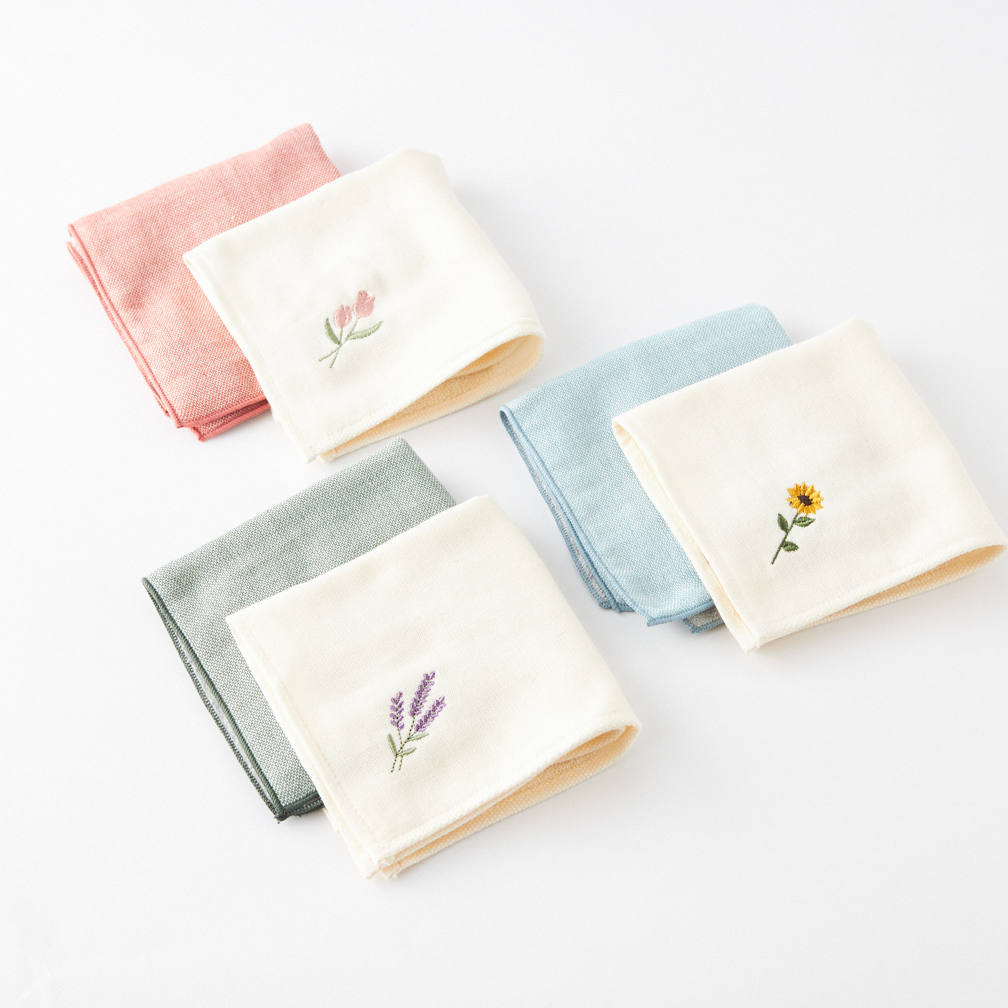 今治タオル花刺繍&無地ハンカチ・名入れボールペンセット | 今治タオル