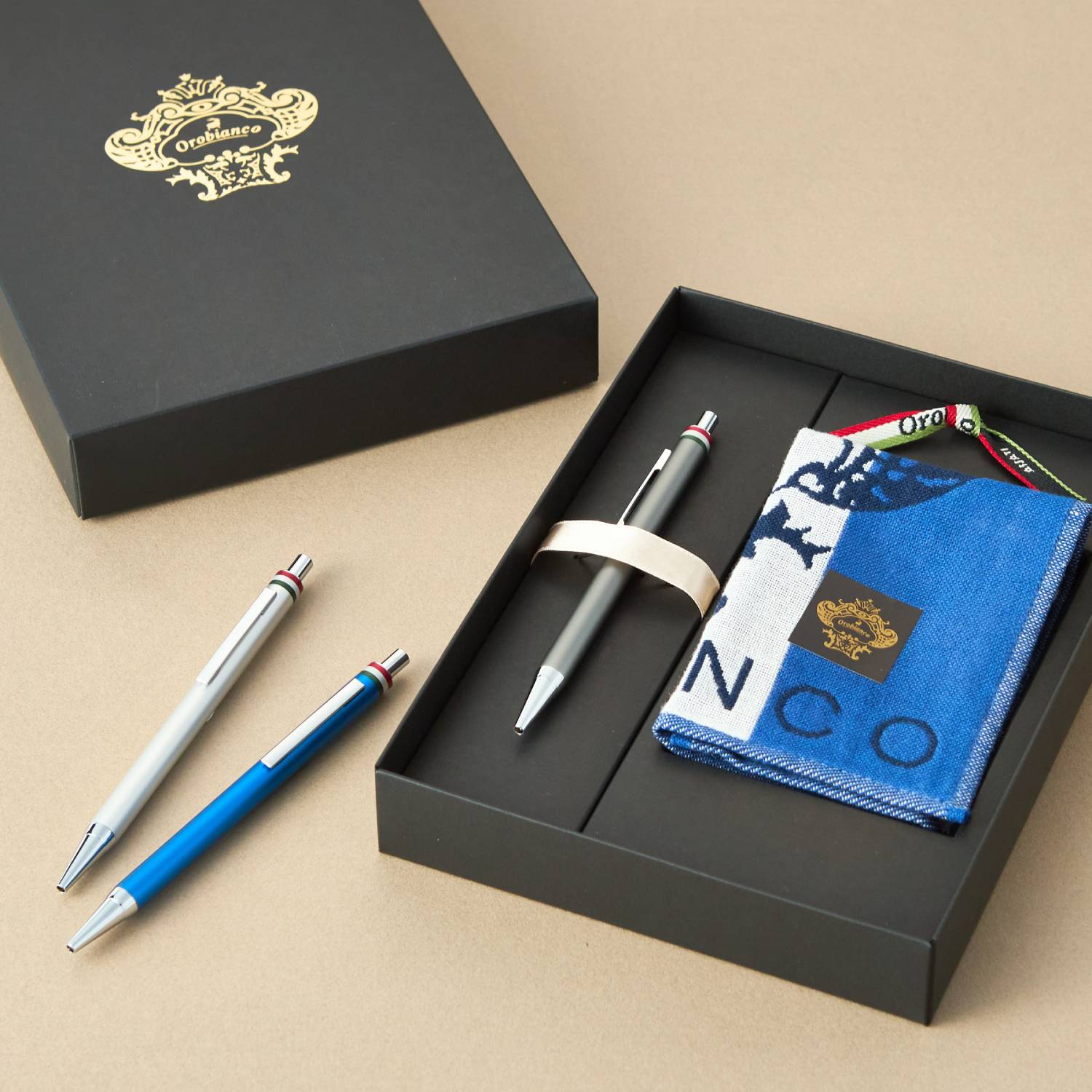 名入れ・専用ギフトBOX】ハンカチ＆ボールペンのGIFTセット