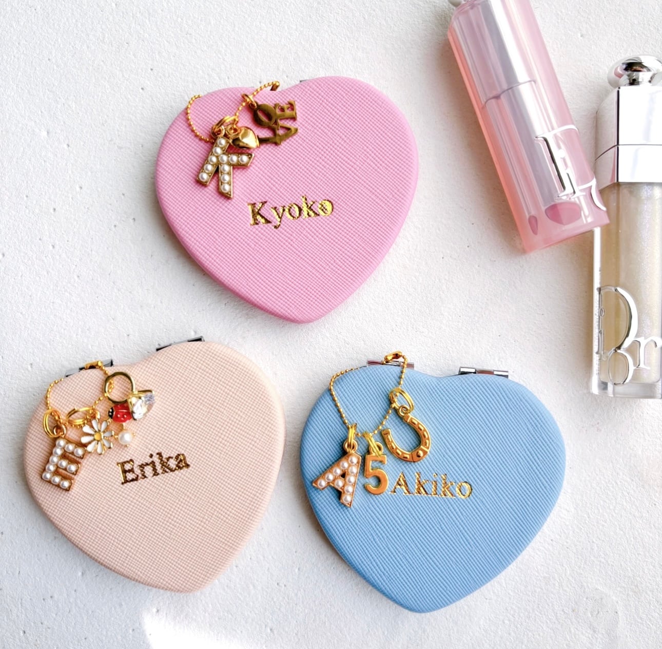 名入れ】Colorful Heart Mirror（オーダーメイドコンパクトミラー