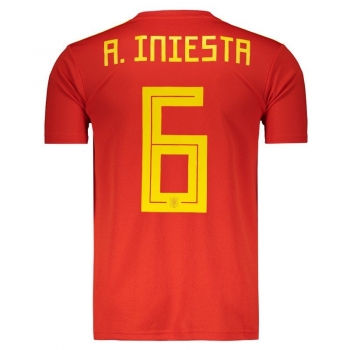 Adidas Spain Home 2018 Jersey 6 A. Iniesta