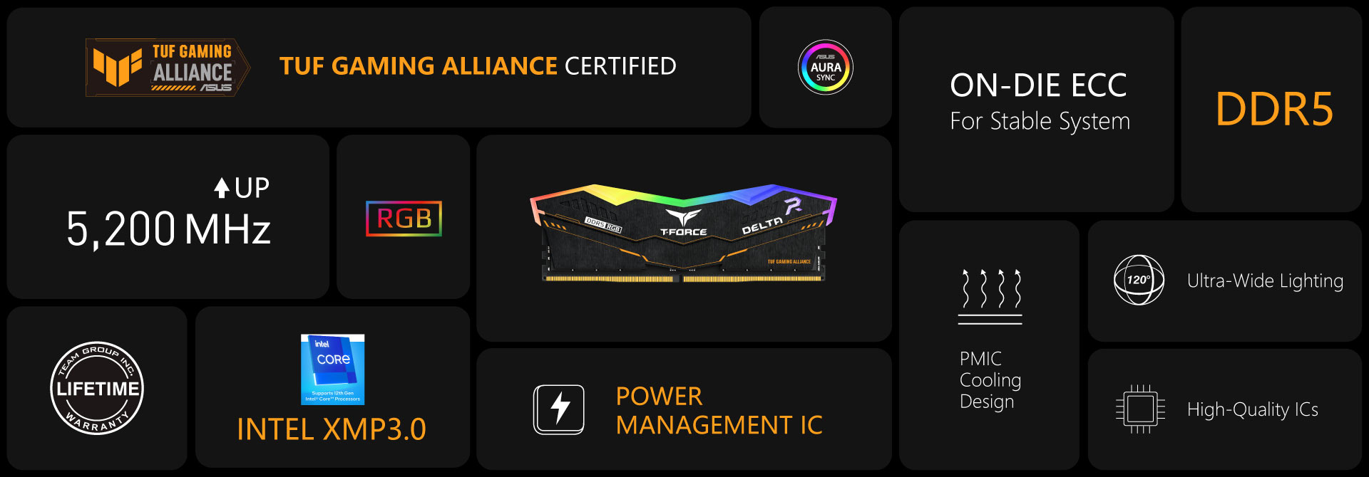 DELTA TUF Gaming Alliance RGB DDR5 DESKTOP MEMORY 64GB(2x32GB