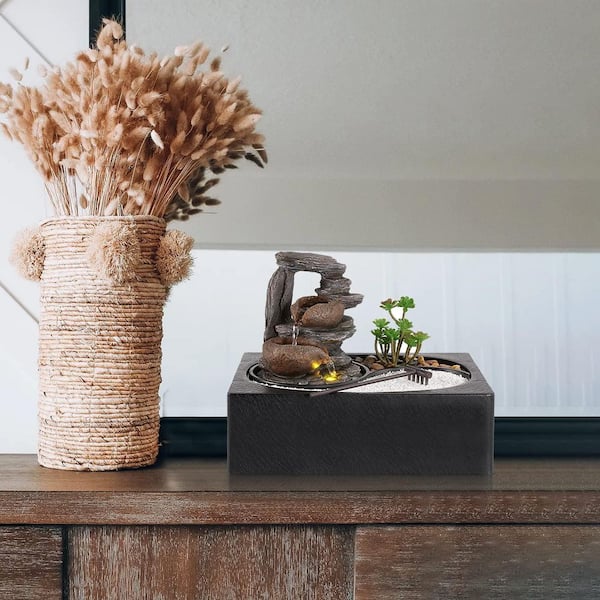 Afoxsos 8.66 in. Electric Resin Tabletop Water Fountain with Zen