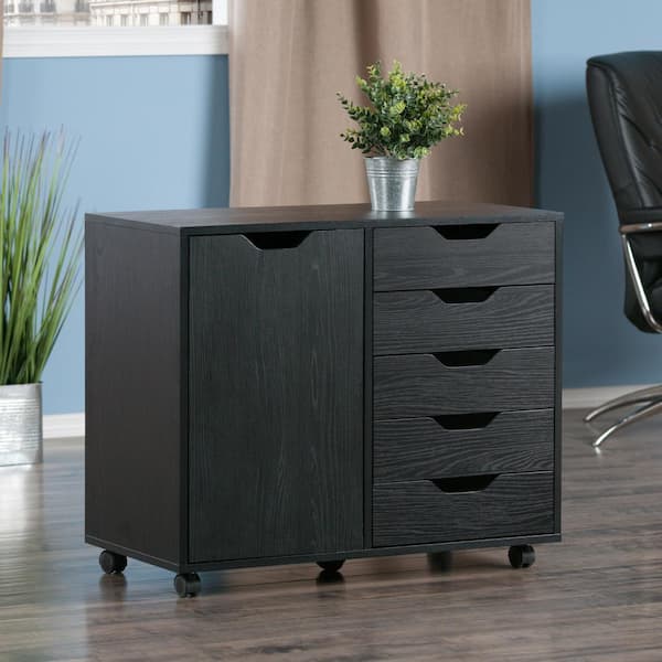 Halifax Black 5-Drawer Mobile Side Cabinet 20630 - The Home Depot