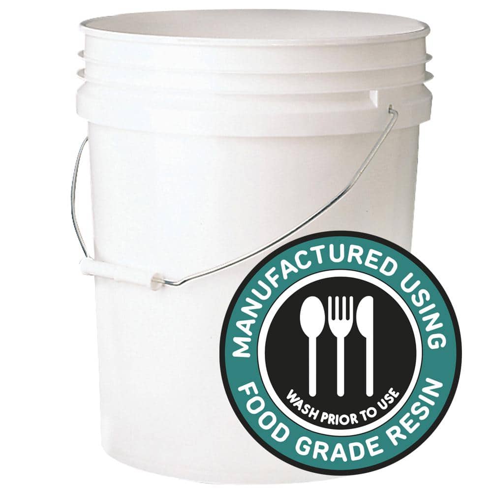 Leaktite 5 gal. 70mil Food Safe Bucket White 005GFSWH020 - The