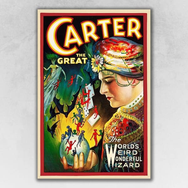 HomeRoots Market Vintage C1920S Carter Vintage Magic Poster Wooden
