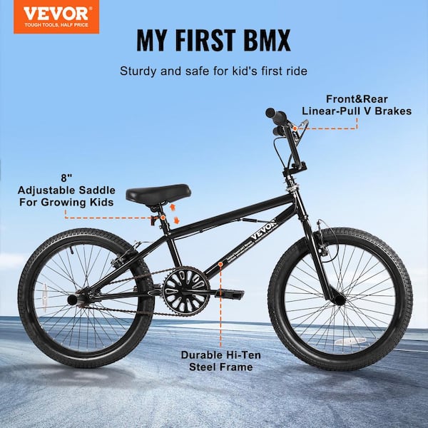 VEVOR BMX Bike, 20-In. Wheel Freestyle Bike, BMX Race Bike with