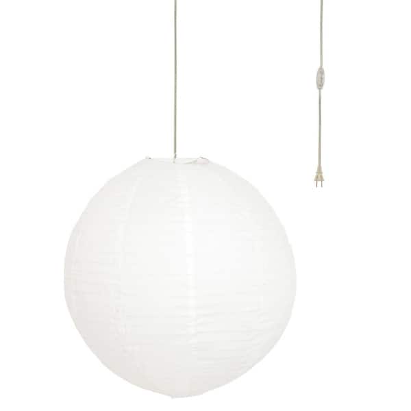 MPG Orb 12 in. 60-Watt 1-Light White Hanging Lantern Pendant-Light