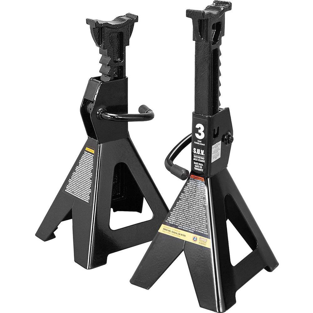 Torin 3-Ton, Capacity Steel Jack Stands in Black (2-Pack) AT43006B
