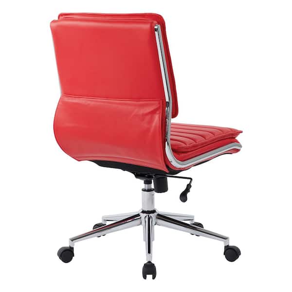 Office Star Products Armless Red Mid Back Manager's Faux Leather