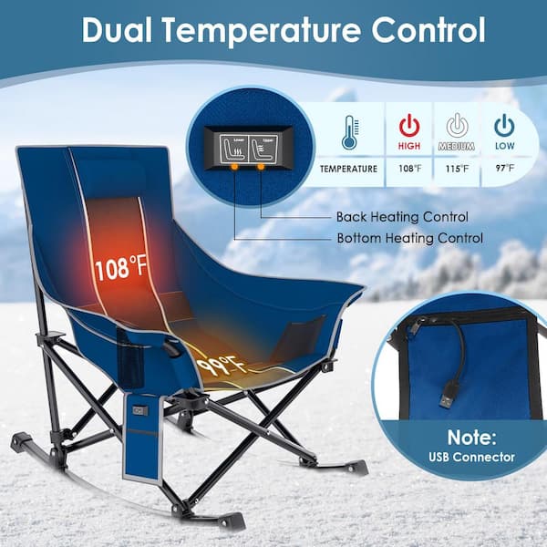 SEEUTEK Outdoor Patio Oversized Foldable Heated Rocking Camping