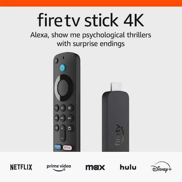 Amazon Fire TV Stick 4K streaming device, includes support for Wi