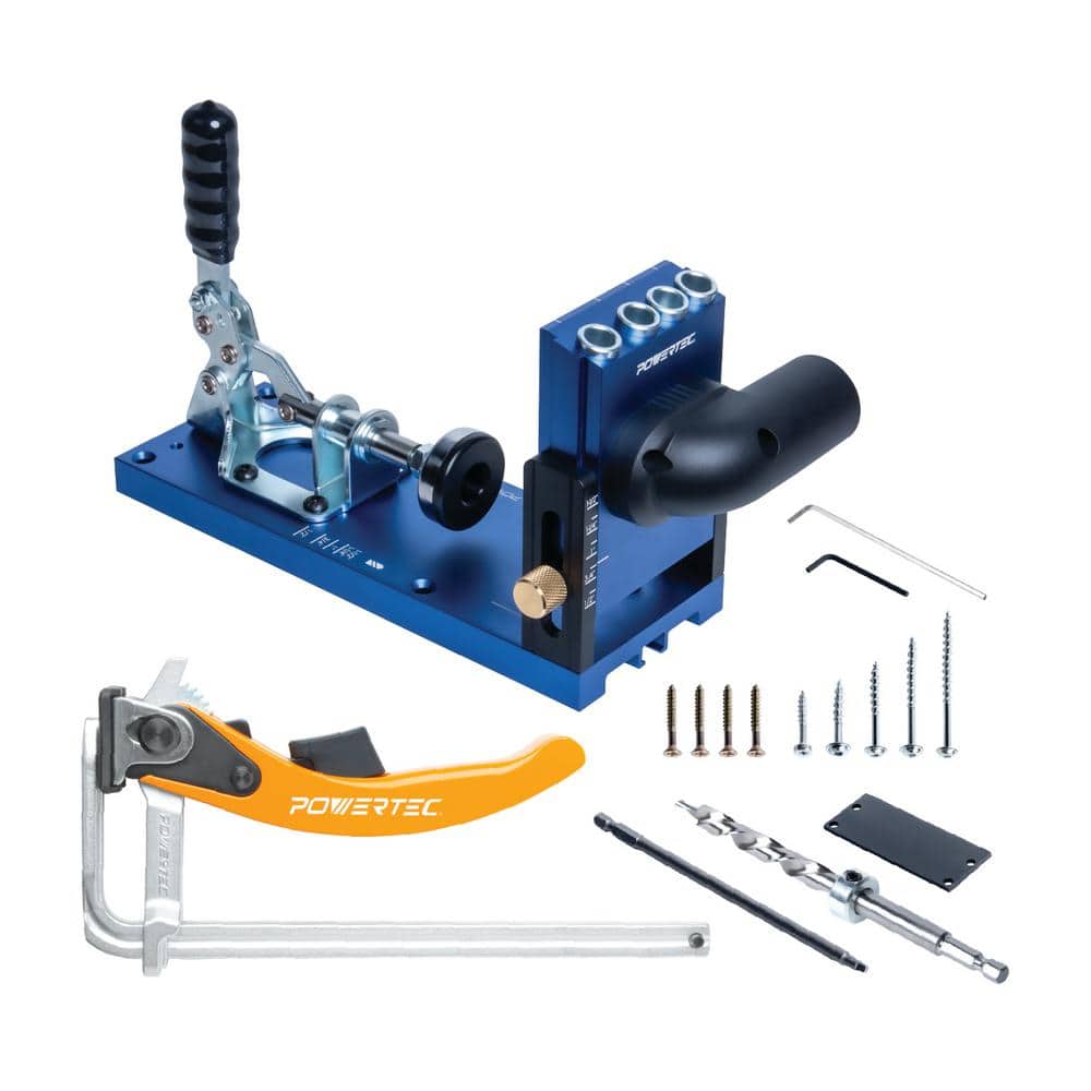 POWERTEC Aluminum Pocket Hole Jig Set with 7 in. Quick Release