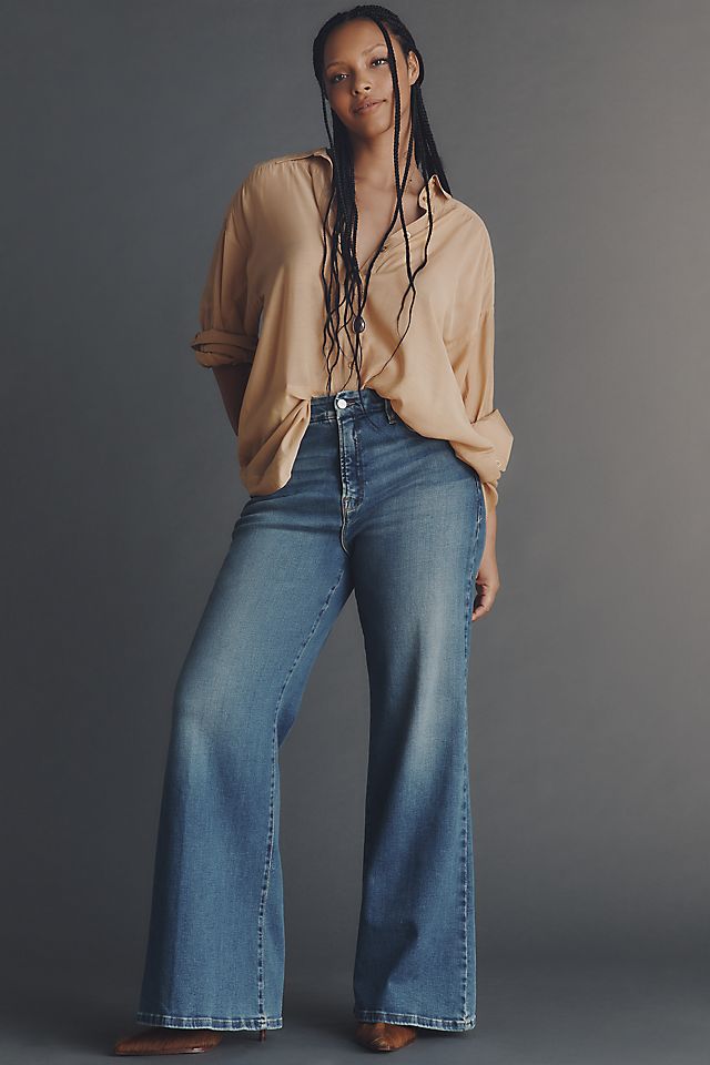Good American Soft Tech Good Waist High-Rise Palazzo Jeans