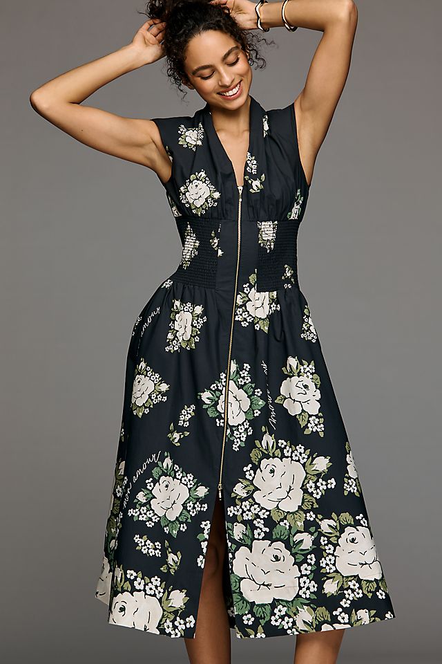 The Tommie Zip-Front Midi Dress | Drop Waist Style | Anthropologie