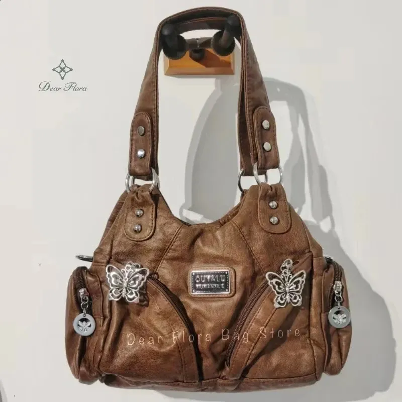 Y2K Vintage Shoulder Bag Gothic Fashion Large Tote Handbag For