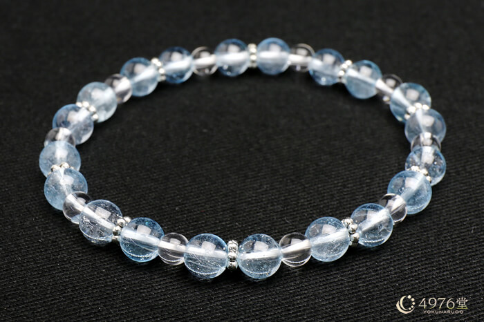 ブルートパーズ・水晶 ブレスレット 6mm＋4mm ｜ 天然石通販の4976堂