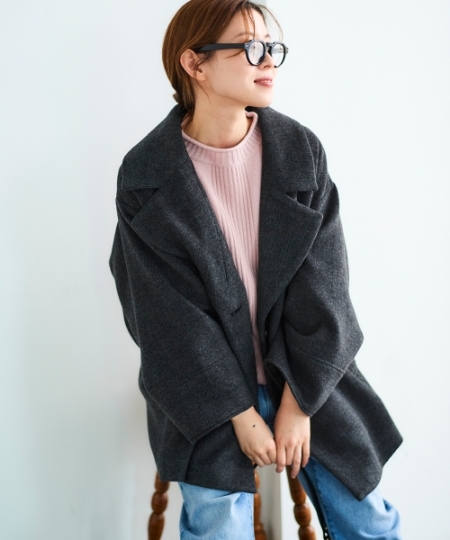 WEB限定アイテム》ヘリンボーンミドルコート/le.coeur blanc(ルクール